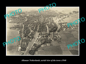 OLD LARGE HISTORIC PHOTO ALKMAAR NETHERLANDS HOLLAND, TOWN AERIAL VIEW c1940 1