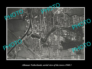 OLD LARGE HISTORIC PHOTO ALKMAAR NETHERLANDS HOLLAND, TOWN AERIAL VIEW c1940 2