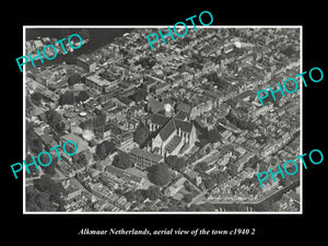 OLD LARGE HISTORIC PHOTO ALKMAAR NETHERLANDS HOLLAND, TOWN AERIAL VIEW c1940 3