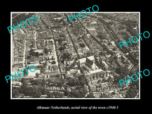 OLD LARGE HISTORIC PHOTO ALKMAAR NETHERLANDS HOLLAND, TOWN AERIAL VIEW c1940 4