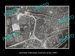 OLD LARGE HISTORIC PHOTO AMSTERDAM NETHERLANDS HOLLAND CITY AERIAL VIEW c1940 2