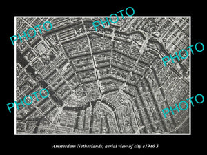 OLD LARGE HISTORIC PHOTO AMSTERDAM NETHERLANDS HOLLAND CITY AERIAL VIEW c1940 4