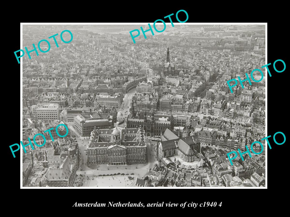 OLD LARGE HISTORIC PHOTO AMSTERDAM NETHERLANDS HOLLAND CITY AERIAL VIEW c1940 5