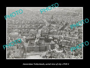 OLD LARGE HISTORIC PHOTO AMSTERDAM NETHERLANDS HOLLAND CITY AERIAL VIEW c1940 5