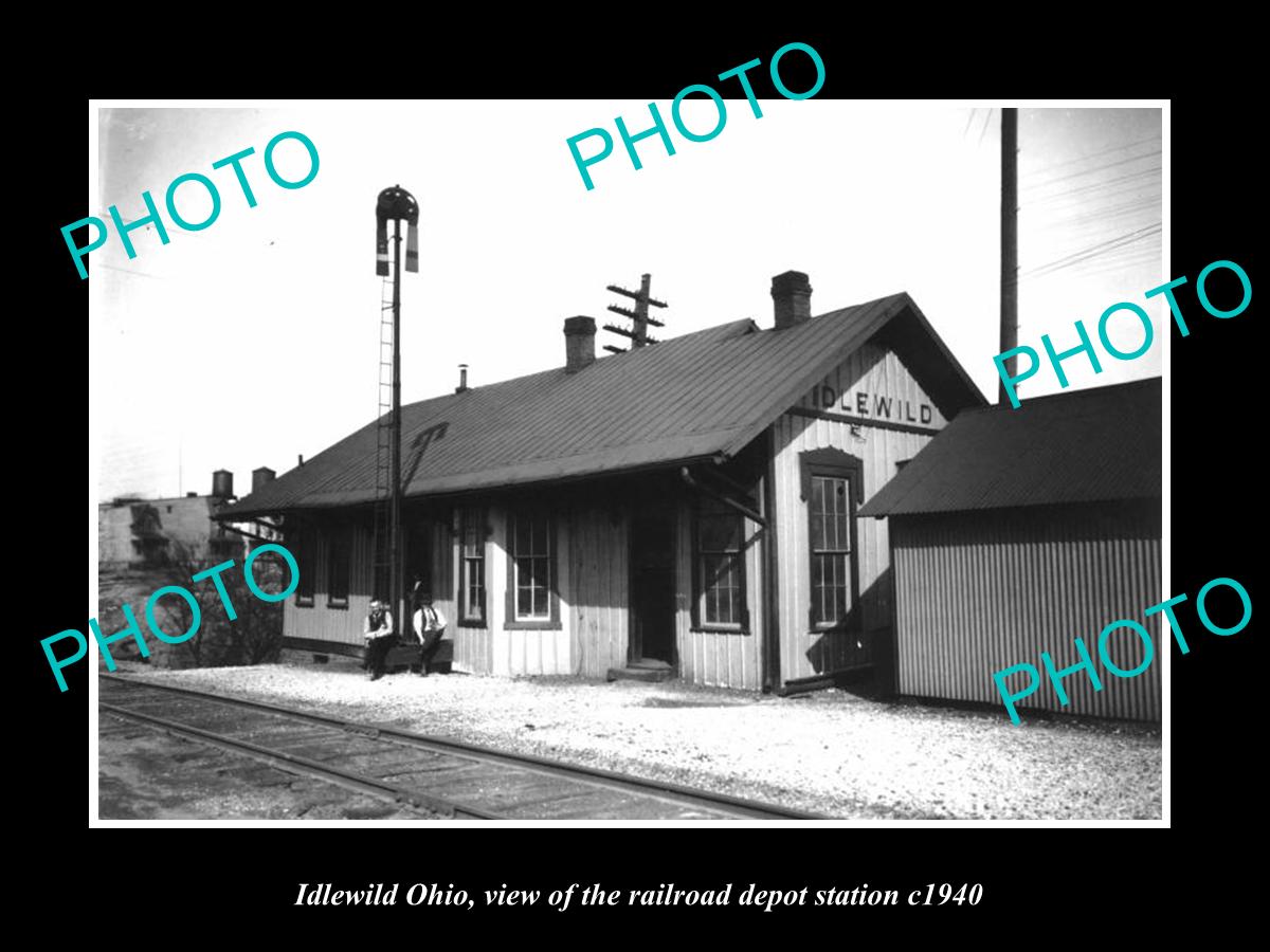 OLD LARGE HISTORIC PHOTO OF IDLEWILD OHIO, THE RAILROAD DEPOT STATION c1940 2