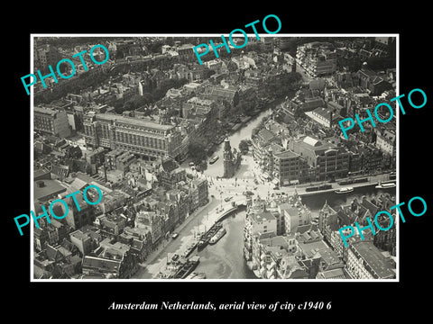 OLD LARGE HISTORIC PHOTO AMSTERDAM NETHERLANDS HOLLAND CITY AERIAL VIEW c1940 7