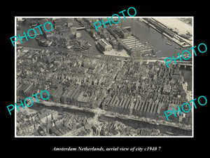 OLD LARGE HISTORIC PHOTO AMSTERDAM NETHERLANDS HOLLAND CITY AERIAL VIEW c1940 8