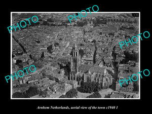 OLD LARGE HISTORIC PHOTO ARNHEM NETHERLANDS HOLLAND TOWN AERIAL VIEW c1940 2