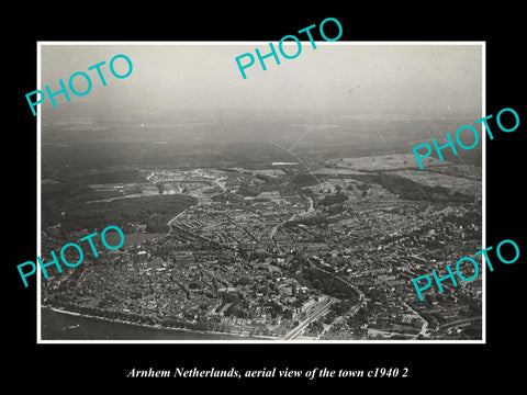 OLD LARGE HISTORIC PHOTO ARNHEM NETHERLANDS HOLLAND TOWN AERIAL VIEW c1940 3