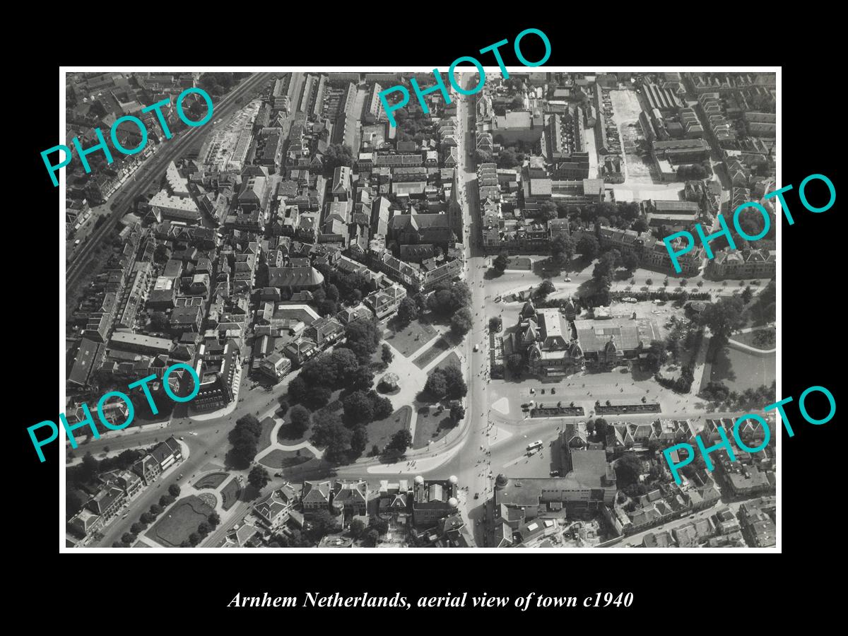 OLD LARGE HISTORIC PHOTO ARNHEM NETHERLANDS HOLLAND TOWN AERIAL VIEW c1940 4