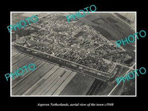 OLD LARGE HISTORIC PHOTO ASPEREN NETHERLANDS HOLLAND TOWN AERIAL VIEW c1940