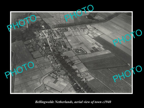 OLD LARGE HISTORIC PHOTO BELLINGWOLDE NETHERLANDS HOLLAND TOWN AERIAL VIEW c1940