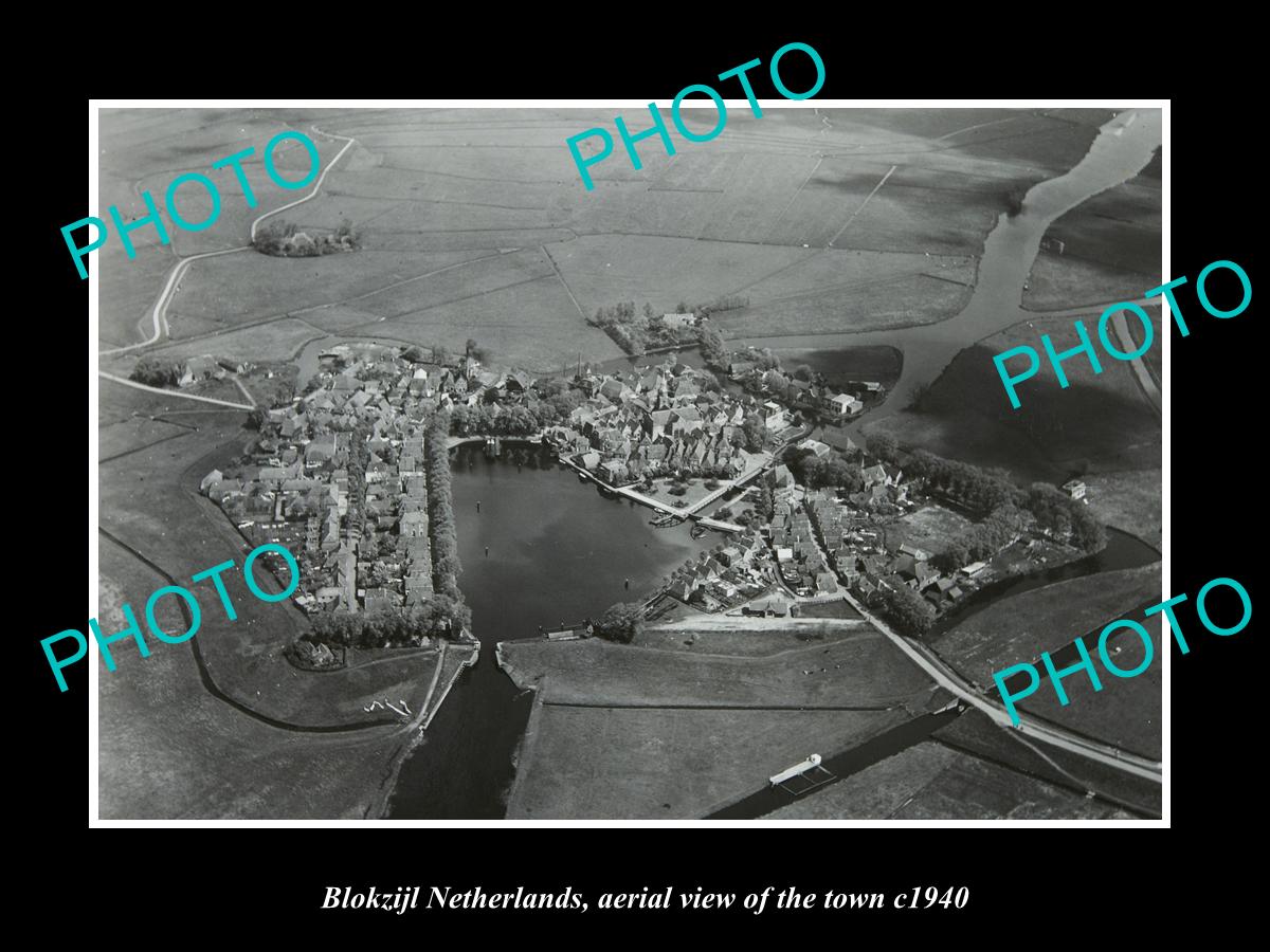 OLD LARGE HISTORIC PHOTO BOLKZIJL NETHERLANDS HOLLAND TOWN AERIAL VIEW c1940