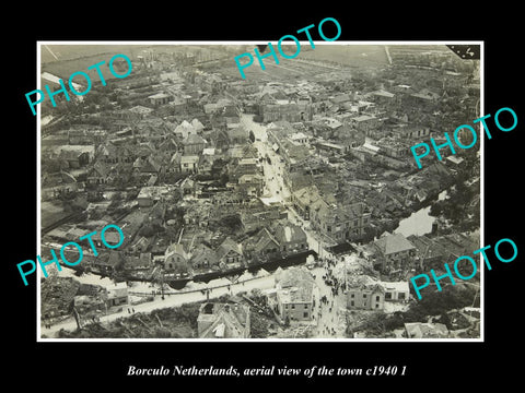 OLD LARGE HISTORIC PHOTO BORCULO NETHERLANDS HOLLAND TOWN AERIAL VIEW c1940 1