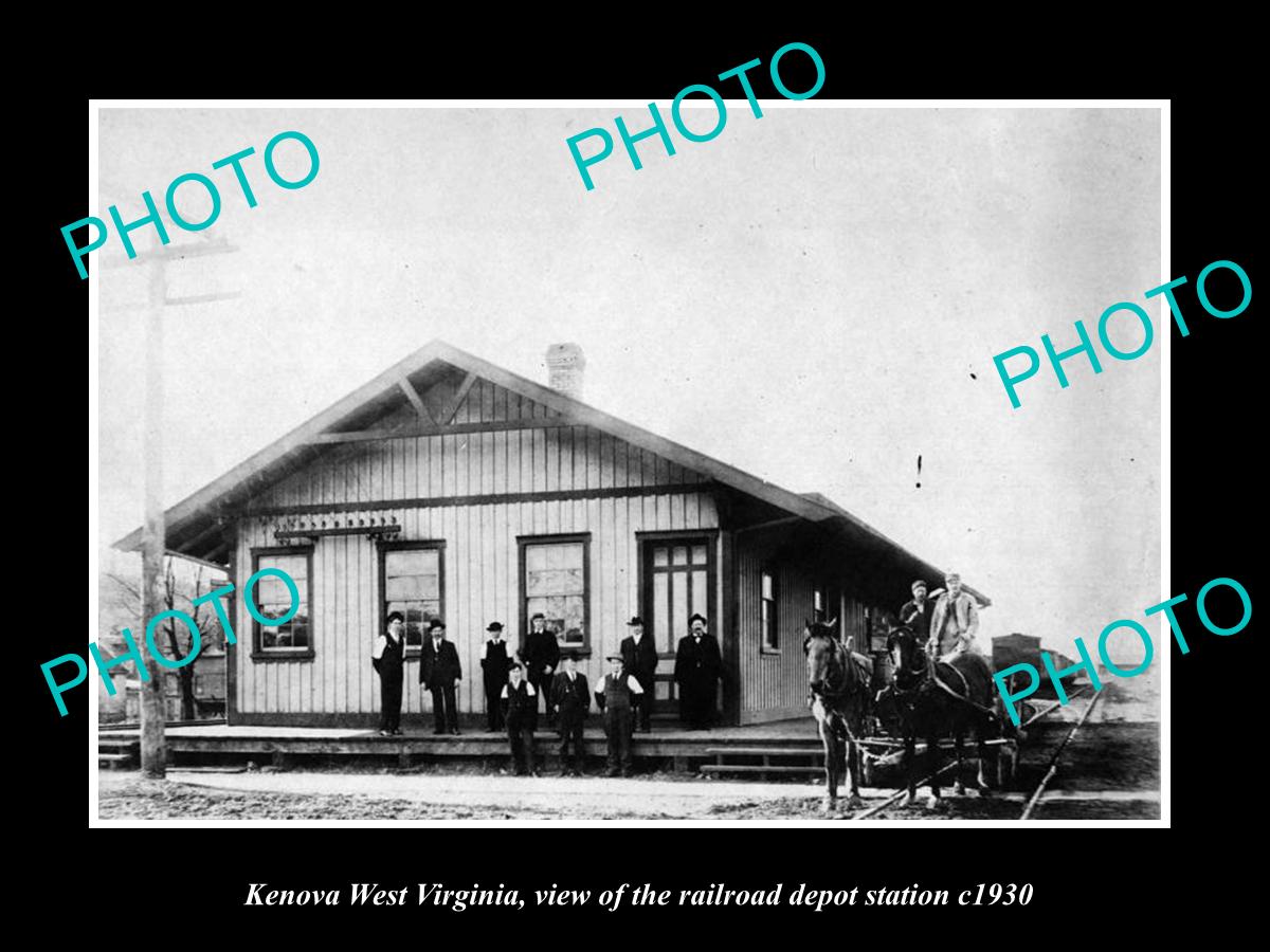 OLD LARGE HISTORIC PHOTO OF KENOVA WEST VIRGINIA, RAILROAD DEPOT STATION c1930