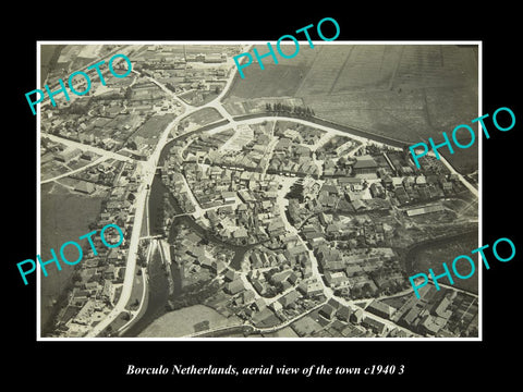 OLD LARGE HISTORIC PHOTO BORCULO NETHERLANDS HOLLAND TOWN AERIAL VIEW c1940 3