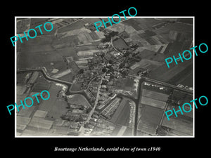 OLD LARGE HISTORIC PHOTO BOURTANGE NETHERLANDS HOLLAND TOWN AERIAL VIEW c1940