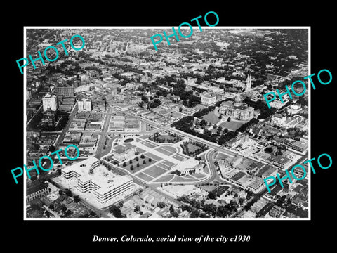 OLD LARGE HISTORIC PHOTO DENVER COLORADO USA, AERIAL VIEW OF CITY c1930