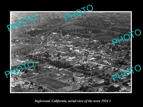 OLD LARGE HISTORIC PHOTO INGLEWOOD CALIFORNIA, TOWN AERIAL VIEW c1924 2