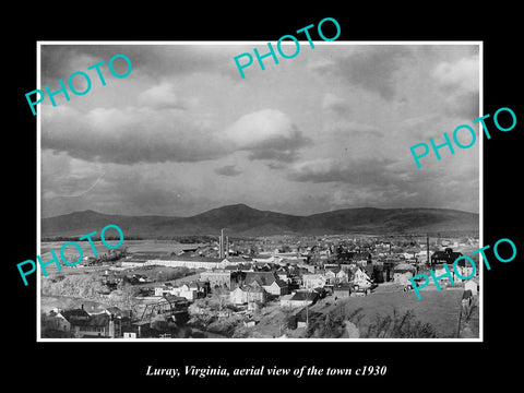 OLD LARGE HISTORIC PHOTO LURAY VIRGINIA, TOWN AERIAL VIEW c1930