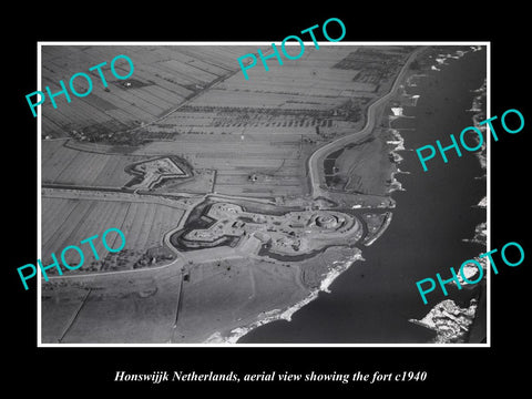 OLD LARGE HISTORIC PHOTO HONSWIJJK NETHERLANDS HOLLAND AERIAL VIEW OF FORT c1940