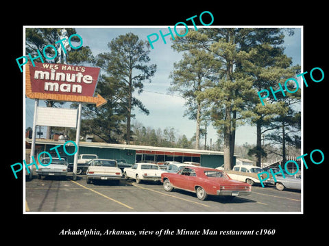 OLD LARGE HISTORIC PHOTO ARKADELPHIA ARKANSAS, THE MINUTE MAN RESTAURANT c1960