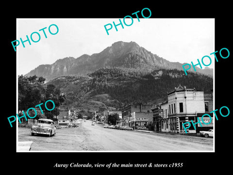 OLD LARGE HISTORIC PHOTO AURAY COLORADO, THE MAIN STREET & STORES c1955