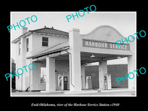 OLD LARGE HISTORIC PHOTO ENID OKLAHOMA, THE HARBOUR SERVICE STATION c1940