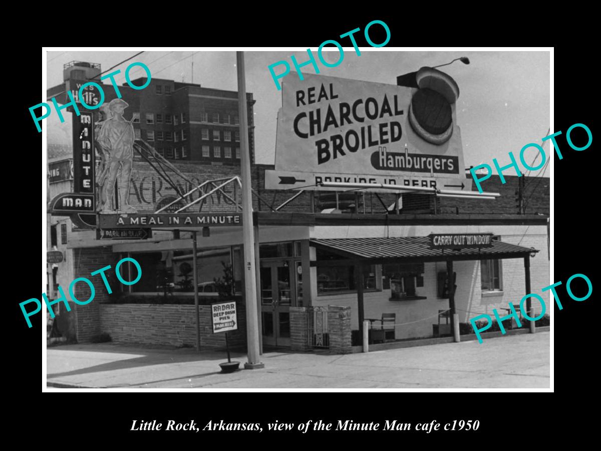 OLD LARGE HISTORIC PHOTO LITTLE ROCK ARKANSAS, THE MINUTE MAN RESTAURANT c1950