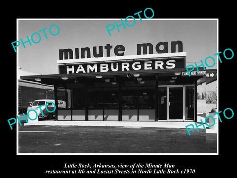 OLD LARGE HISTORIC PHOTO LITTLE ROCK ARKANSAS, THE MINUTE MAN RESTAURANT c1970