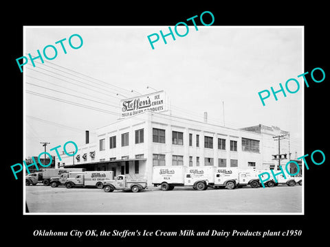 OLD LARGE HISTORIC PHOTO OKLAHOMA CITY OK USA, STEFFEN ICE CREAM MILK Co c1950