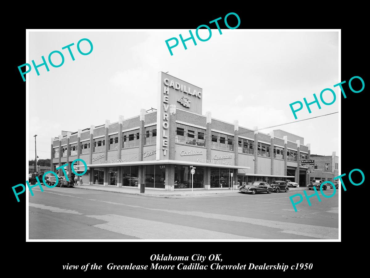 OLD LARGE HISTORIC PHOTO OKLAHOMA CITY OK USA, CADILLAC CHEVROLET DEALER c1950