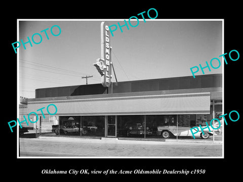 OLD LARGE HISTORIC PHOTO OKLAHOMA CITY OK USA, THE ACME OLDSMOBILE DEALER c1950