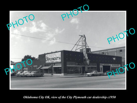 OLD LARGE HISTORIC PHOTO OKLAHOMA CITY OK USA, THE PLYMOUTH CAR DEALER c1950