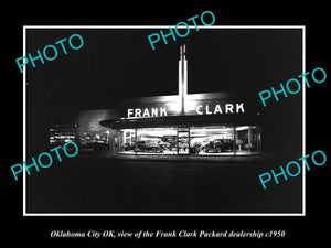 OLD LARGE HISTORIC PHOTO OKLAHOMA CITY OK USA, FRANK CLARK CAR DEALERSHIP c1950