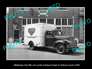 OLD LARGE HISTORIC PHOTO OKLAHOMA CITY OK USA, THE LEHMAN CANDY TRUCK c1940