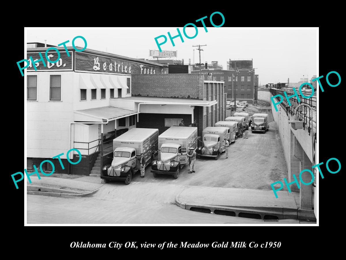 OLD LARGE HISTORIC PHOTO OKLAHOMA CITY OK USA, THE MEADOW GOLD MILK Co c1950