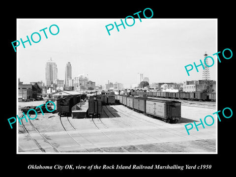 OLD LARGE HISTORIC PHOTO OKLAHOMA CITY OK USA, ROCK ISLAND RAILROAD YARD c1950