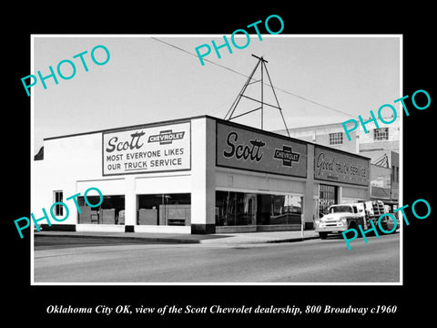 OLD LARGE HISTORIC PHOTO OKLAHOMA CITY OK USA, THE CHEVROLET DEALERSHIP c1960