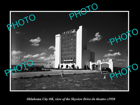 OLD LARGE HISTORIC PHOTO OKLAHOMA CITY OK USA, THE SKYVIEW DRIVE-IN THEATER 1950