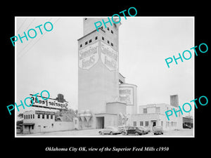 OLD LARGE HISTORIC PHOTO OKLAHOMA CITY OK USA, THE SUPERIOR FEED MILLS c1950