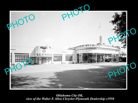 OLD LARGE HISTORIC PHOTO OKLAHOMA CITY OK USA, CHRYSLER PLYMOUTH CAR DEALER 1950