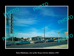 OLD LARGE HISTORIC PHOTO TULSA OKLAHOMA, THE TEXACO SERVICE STATION c1967