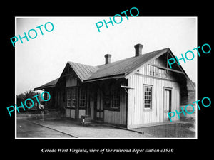 OLD LARGE HISTORIC PHOTO OF CEREDO WEST VIRGINIA, THE RAILROAD STATION c1930