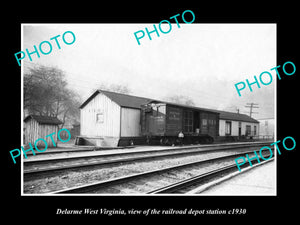 OLD LARGE HISTORIC PHOTO OF DELARME WEST VIRGINIA, THE RAILROAD STATION c1930