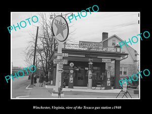 OLD LARGE HISTORIC PHOTO WINCHESTER VIRGINIA, THE TEXACO GAS STATION c1940