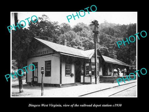 OLD LARGE HISTORIC PHOTO OF DINGESS WEST VIRGINIA, THE RAILROAD STATION c1930