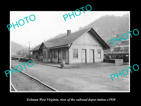 OLD LARGE HISTORIC PHOTO OF ECKMAN WEST VIRGINIA, THE RAILROAD STATION c1930