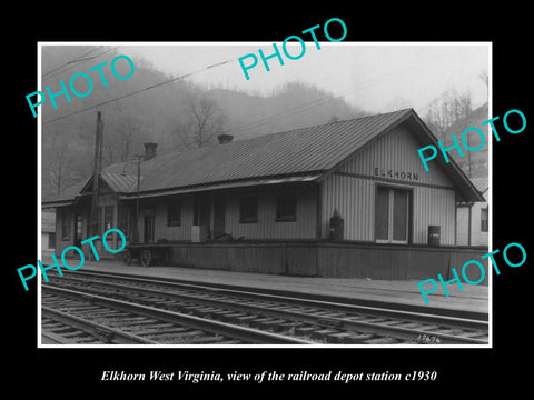 OLD LARGE HISTORIC PHOTO OF ELKHORN WEST VIRGINIA, THE RAILROAD STATION c1930