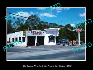 OLD LARGE HISTORIC PHOTO BUCHANAN NEW YORK, THE TEXACO GAS STATION c1970